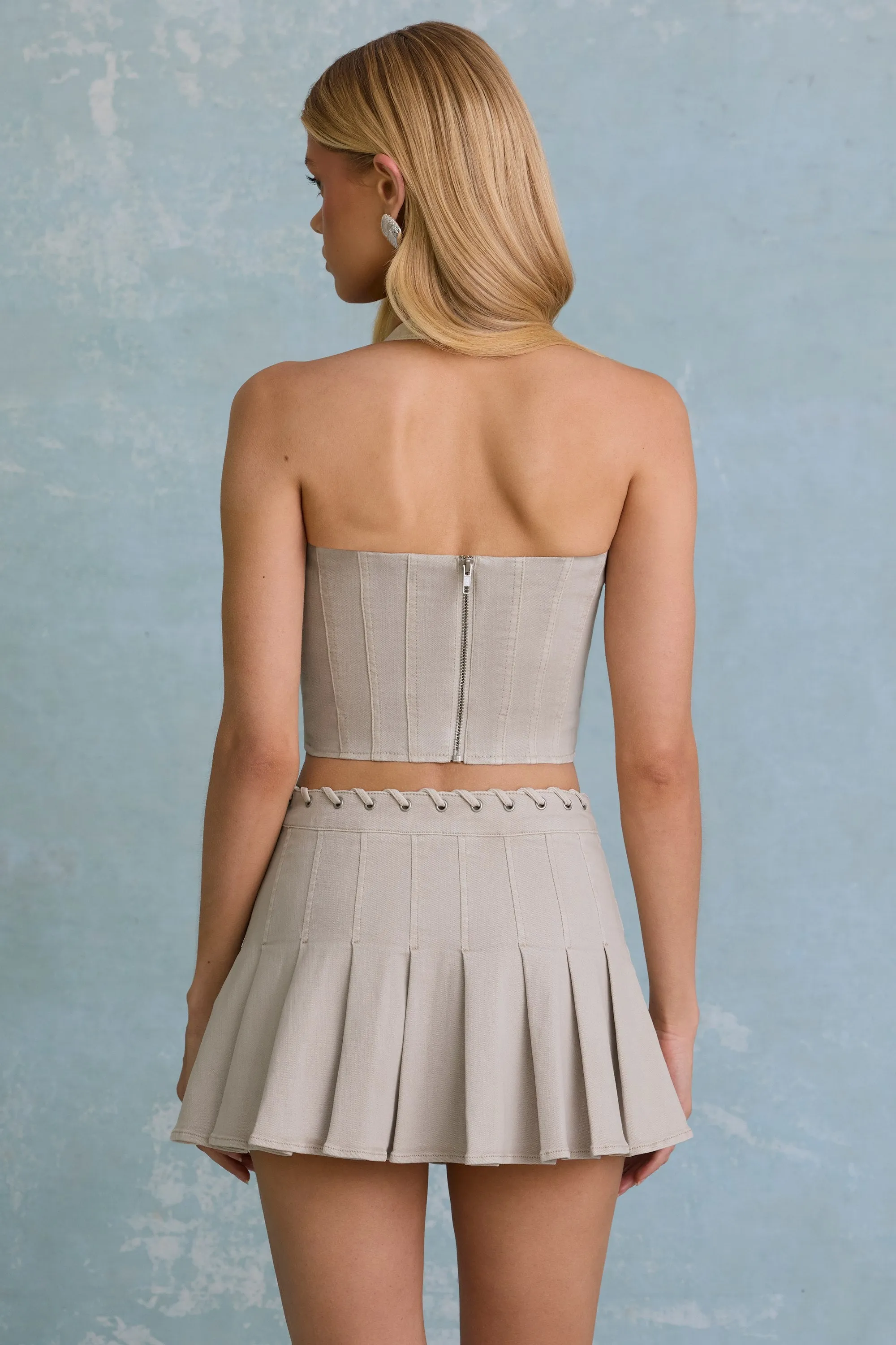 Halterneck Corset Top in Ecru sold by Oh Polly product image thumbnail 3