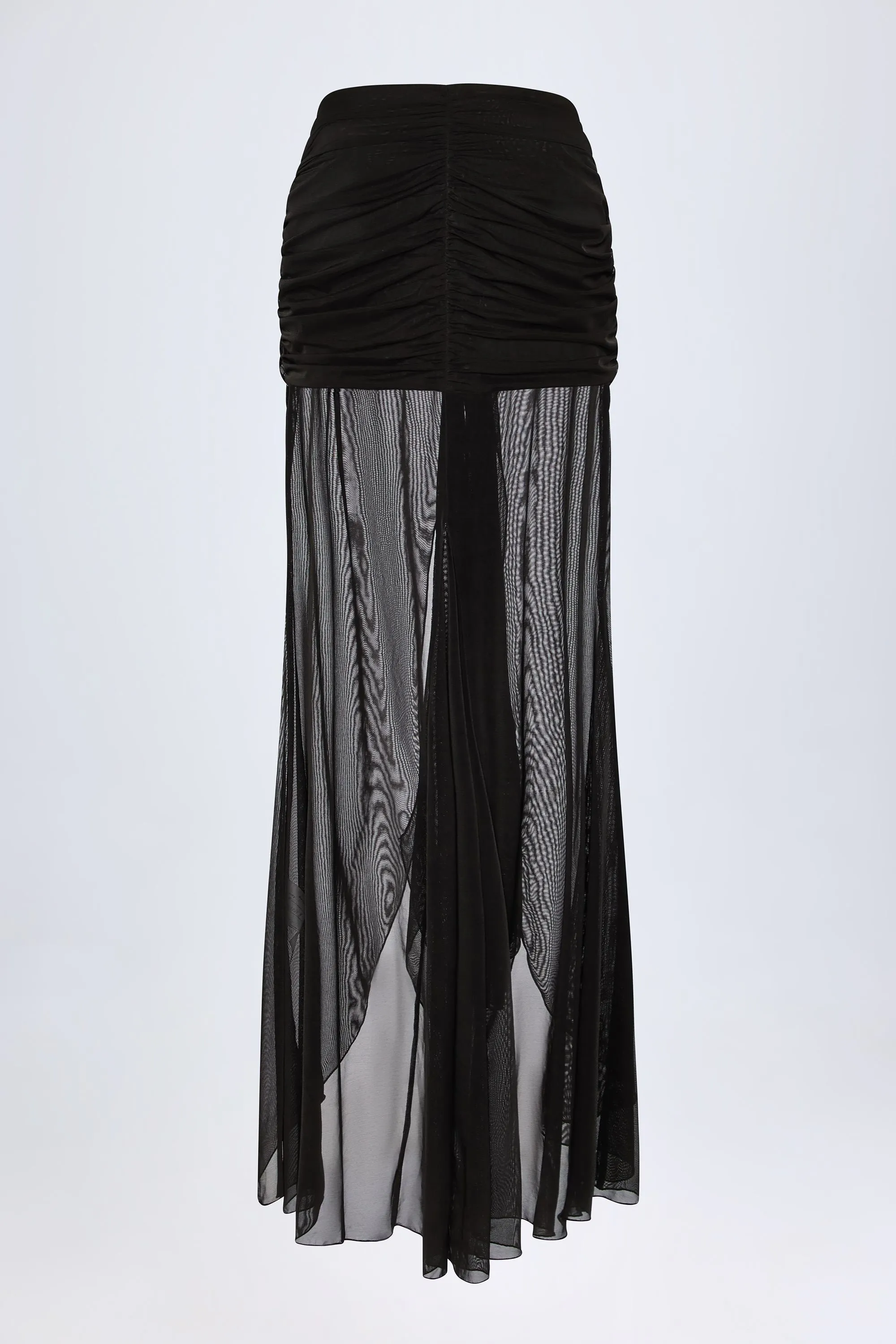 Ruched Hardware-Detail Fishtail Maxi Skirt in Black sold by Oh Polly product image thumbnail 4