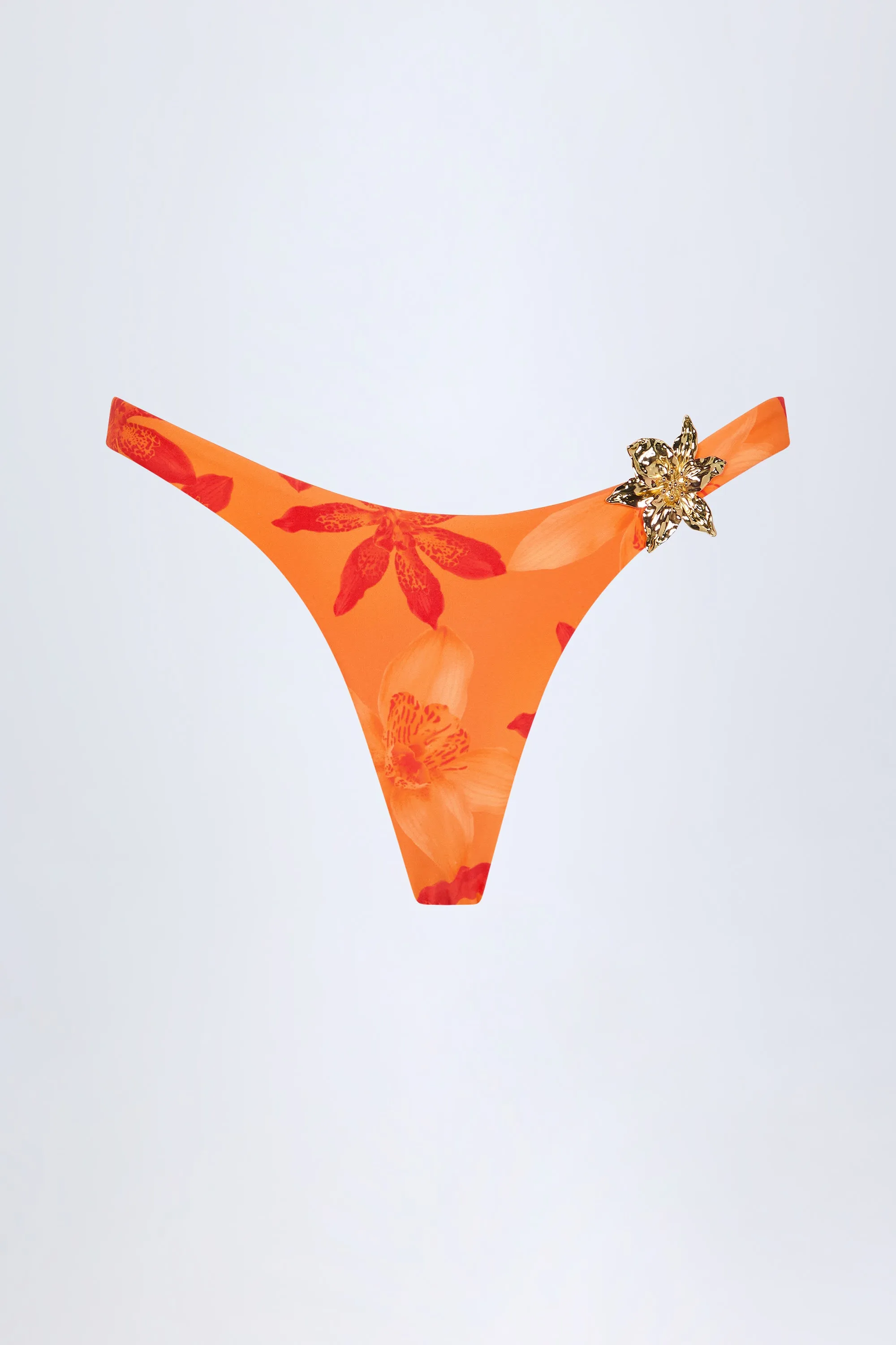 Hardware-Detail Cheeky Bikini Bottoms in Orange Orchid Print sold by Oh Polly product image thumbnail 3