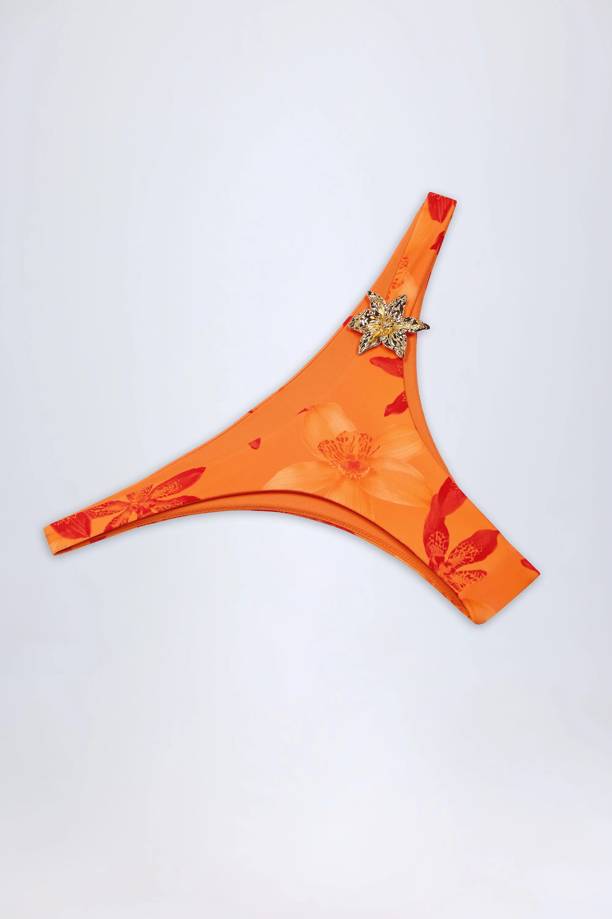 Hardware-Detail Cheeky Bikini Bottoms in Orange Orchid Print sold by Oh Polly product image thumbnail 5