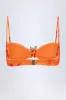 Hardware-Detail Halterneck Bikini Top in Orange Orchid Print sold by Oh Polly
