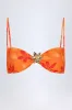 Hardware-Detail Halterneck Bikini Top in Orange Orchid Print sold by Oh Polly
