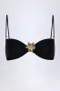 Hardware-Detail Halterneck Bikini Top in Black sold by Oh Polly