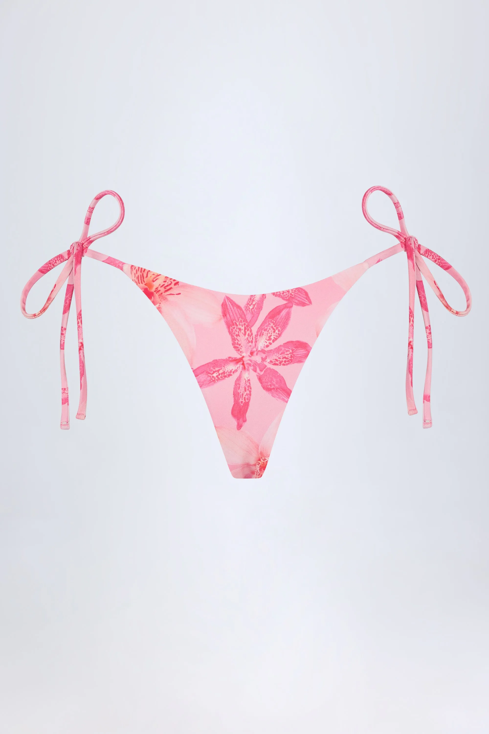 Side-Tie Thong Bikini Bottoms in Pink Orchid Print sold by Oh Polly product image thumbnail 3