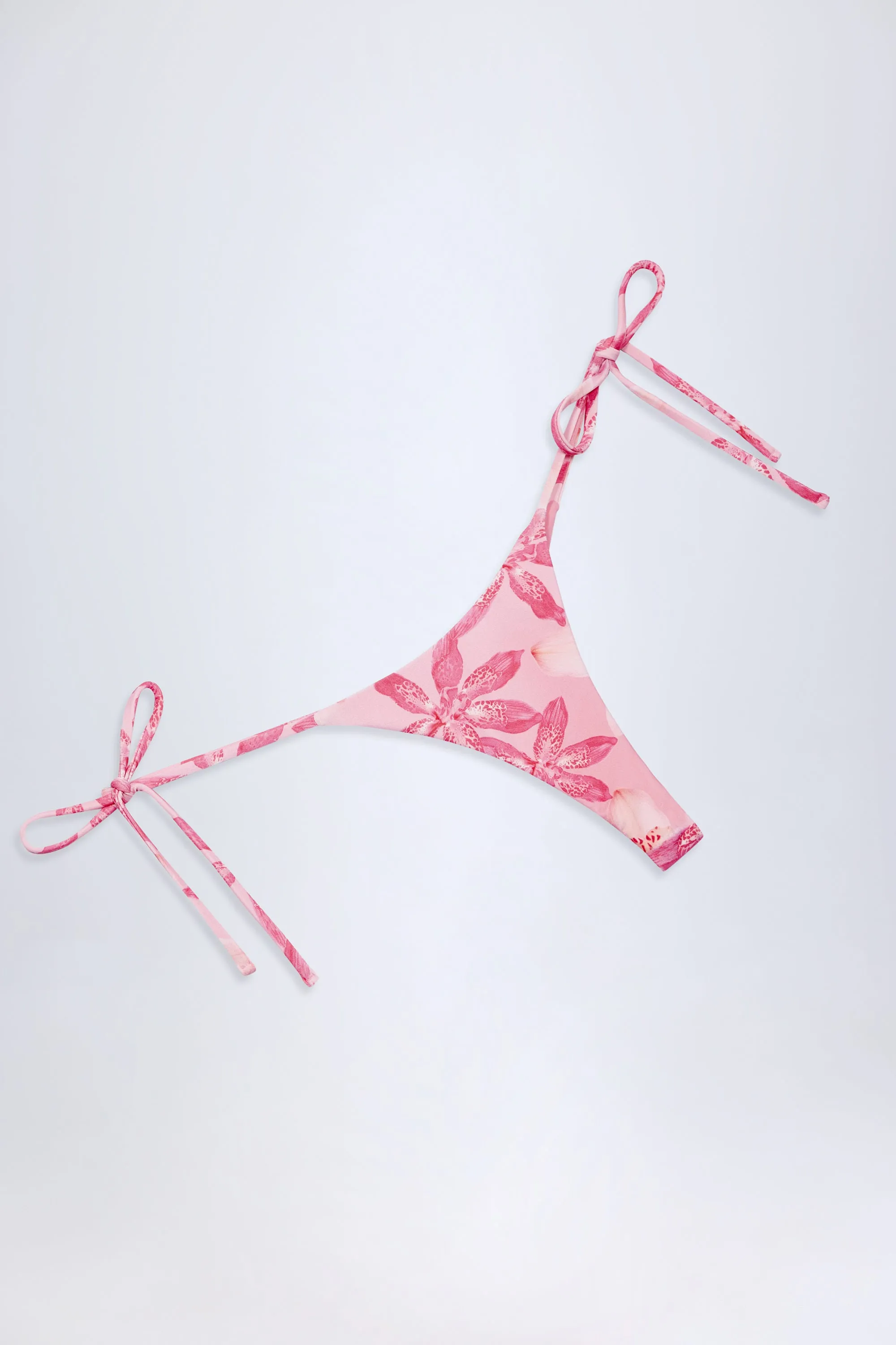 Side-Tie Thong Bikini Bottoms in Pink Orchid Print sold by Oh Polly product image thumbnail 5