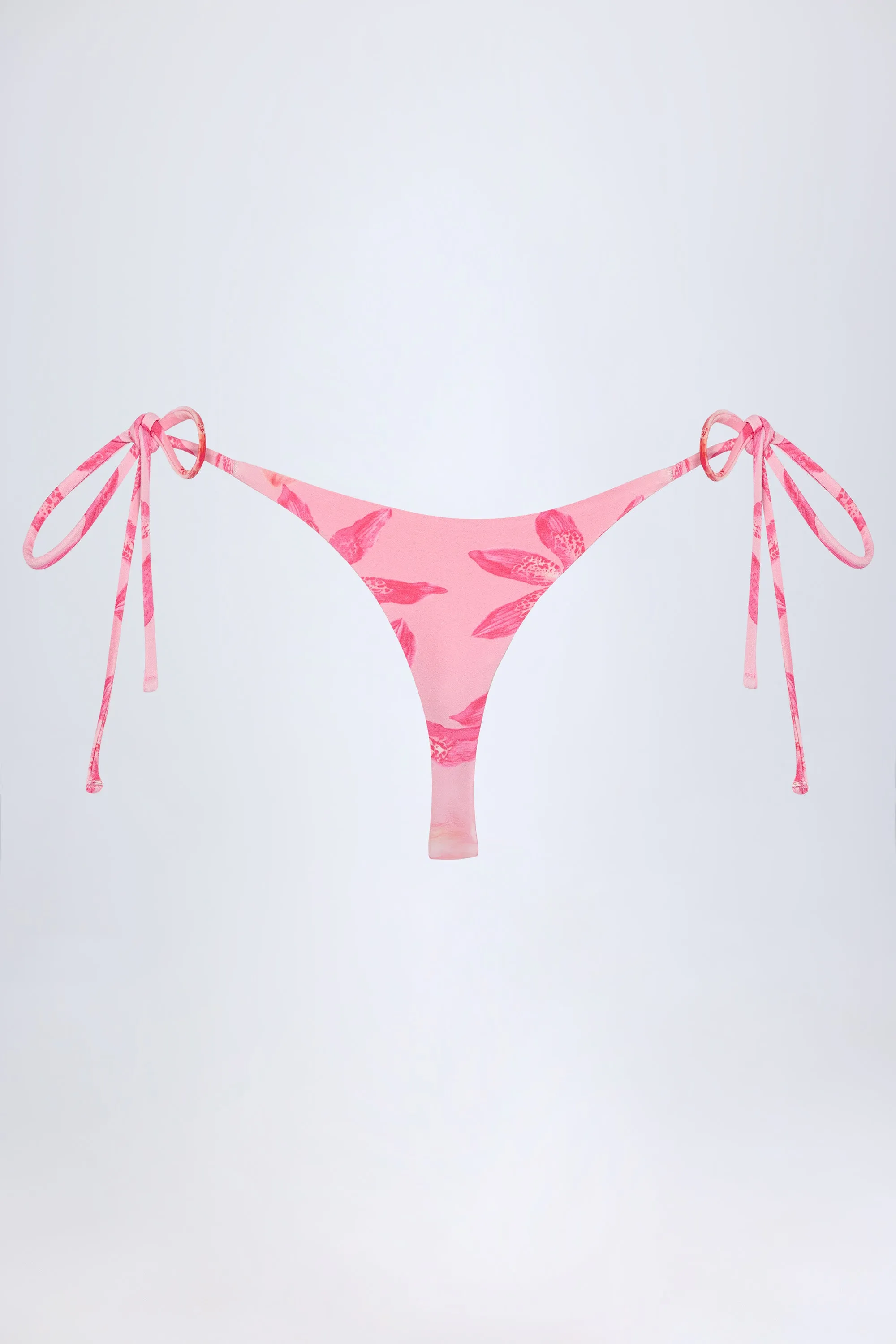 Side-Tie Thong Bikini Bottoms in Pink Orchid Print sold by Oh Polly product image thumbnail 4
