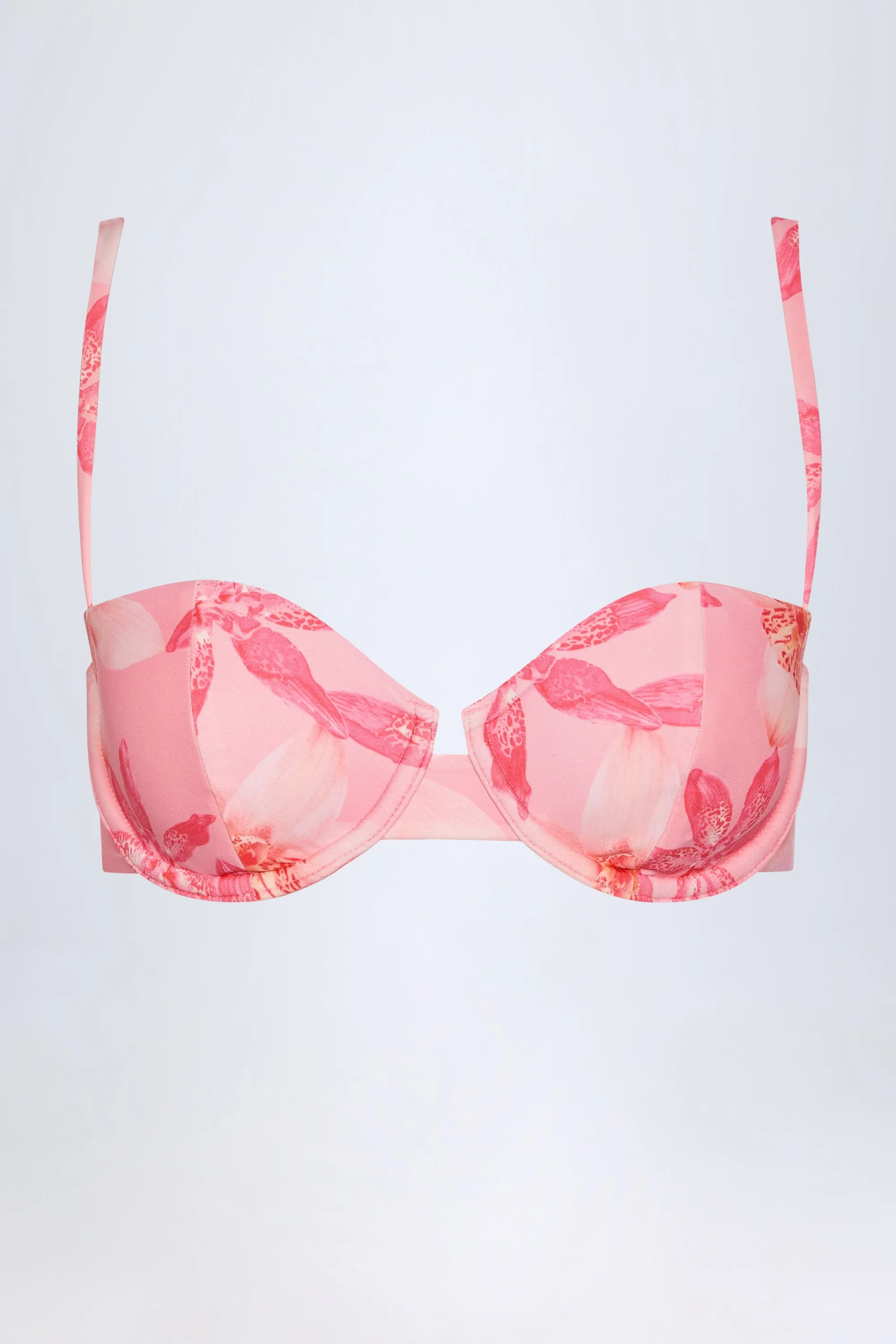 Underwired Balconette Bikini Top in Pink Orchid Print sold by Oh Polly product image thumbnail 3