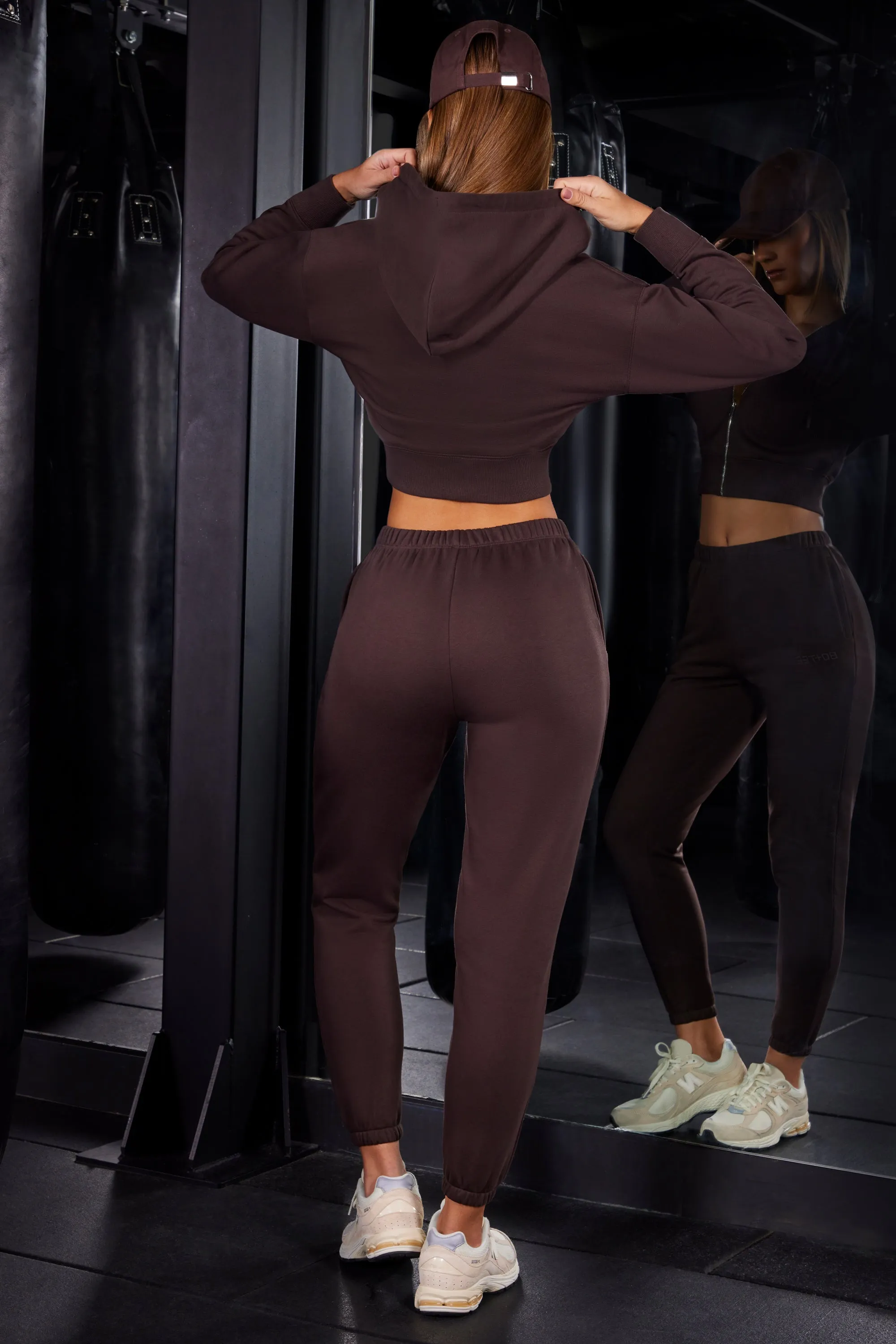 Petite Slim Fit Jogger Bottoms in Brown sold by Oh Polly product image thumbnail 2