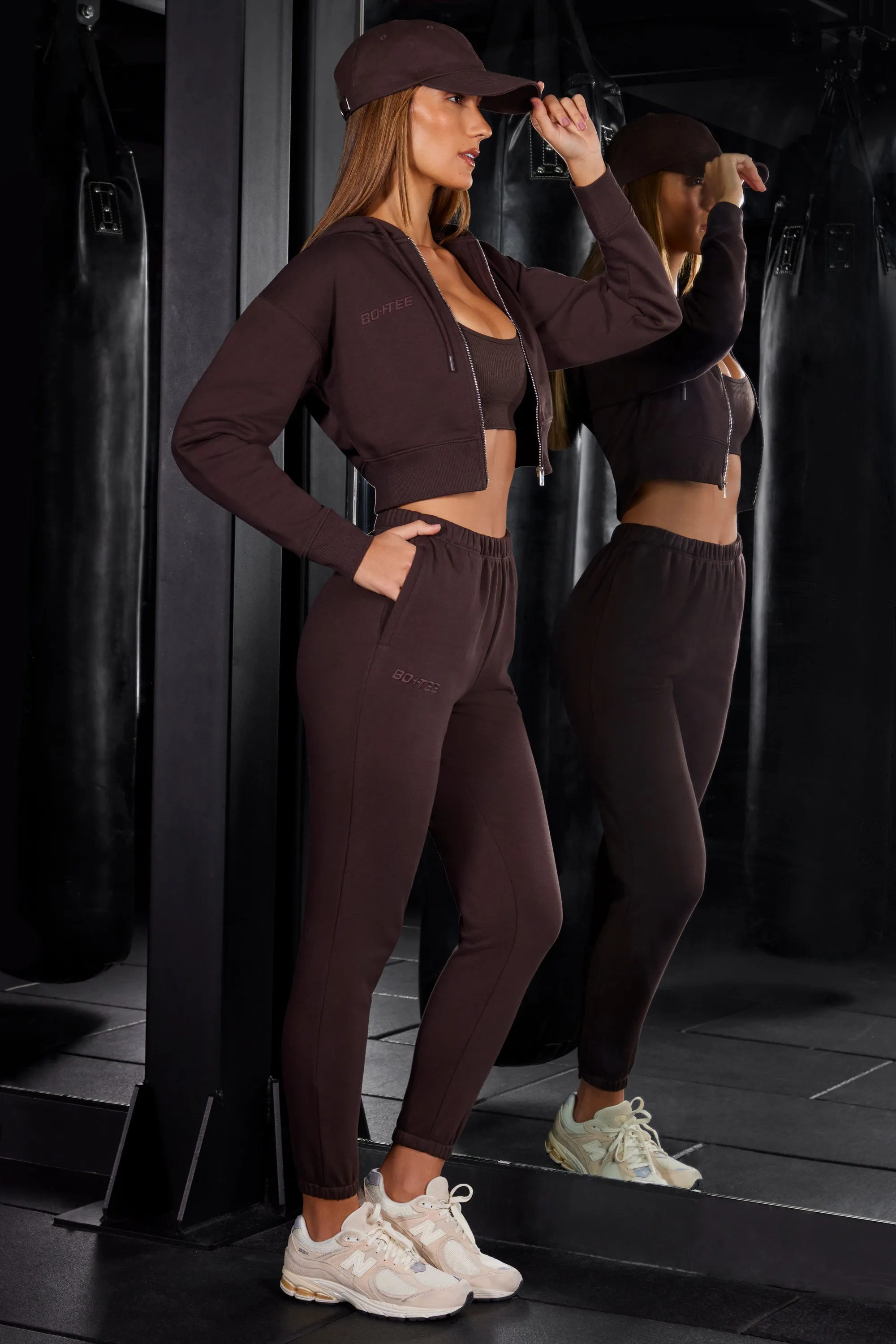 Petite Slim Fit Jogger Bottoms in Brown sold by Oh Polly product image thumbnail 3