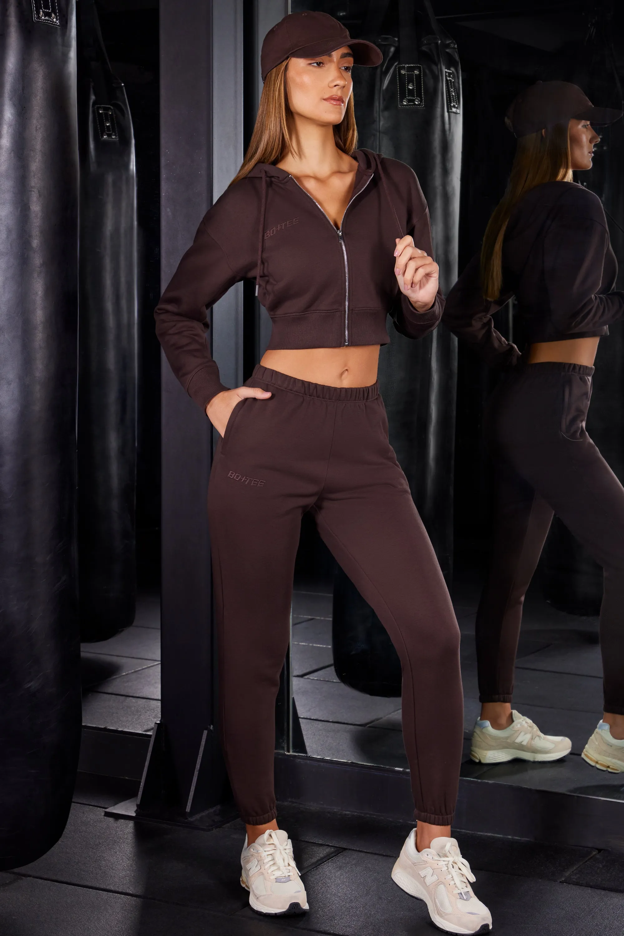 Petite Slim Fit Jogger Bottoms in Brown sold by Oh Polly product image thumbnail 5