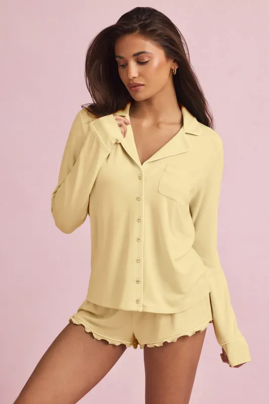 Modal Long-Sleeve Pyjama Top in Pastel Yellow made by Oh Polly