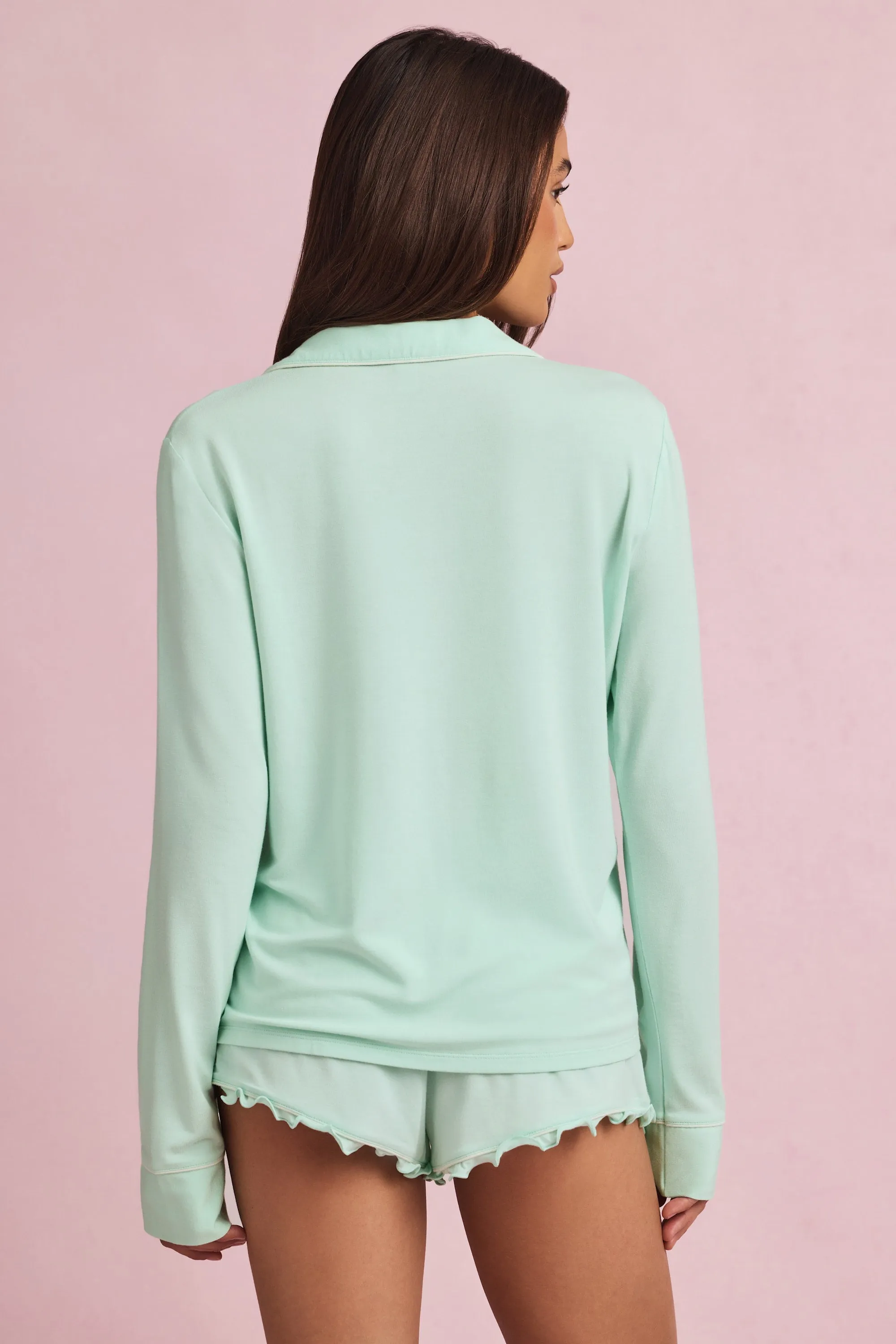 Modal Long-Sleeve Pyjama Top in Mint sold by Oh Polly product image thumbnail 3