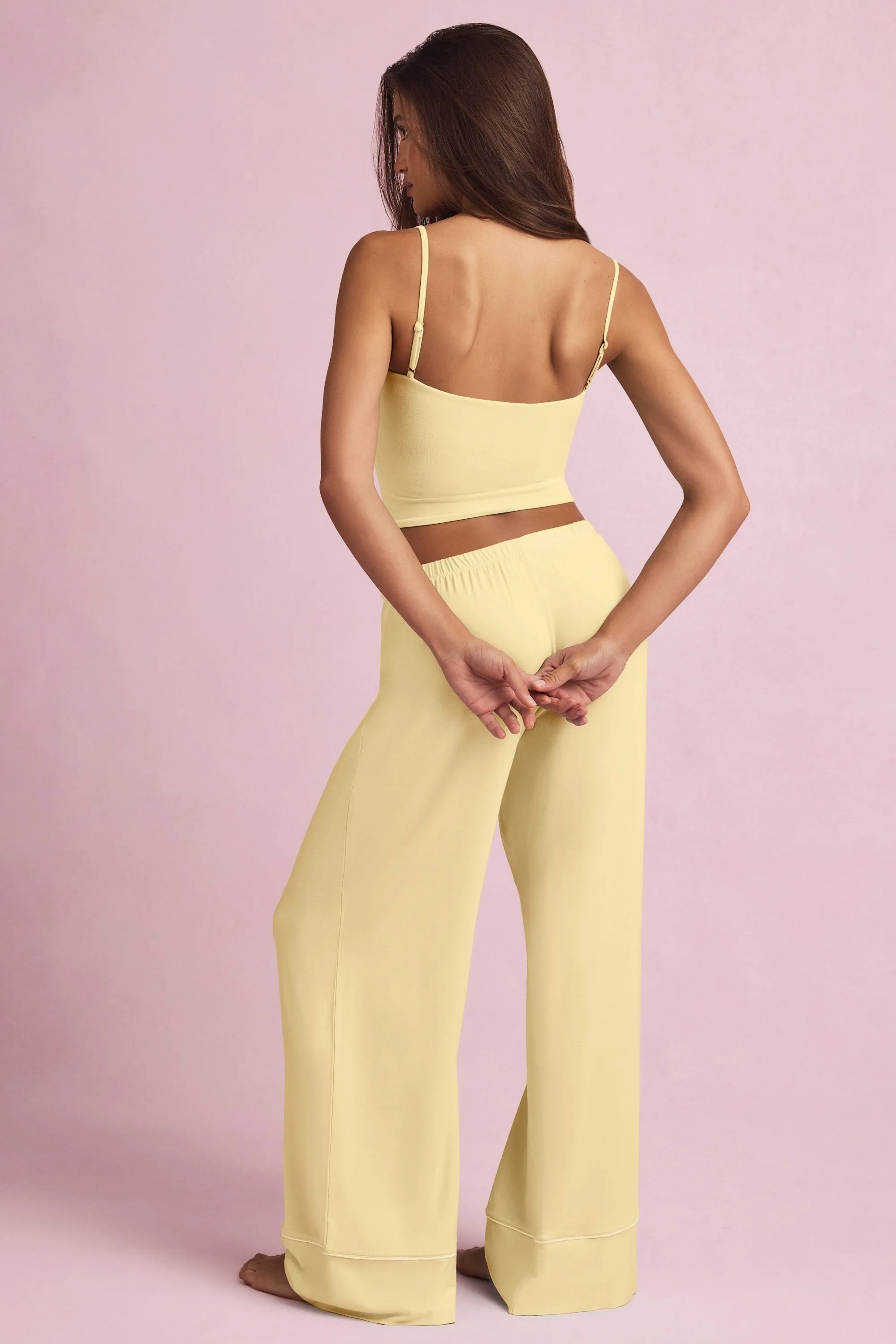 Modal Mid-Rise Pyjama Trousers in Pastel Yellow sold by Oh Polly product image thumbnail 3
