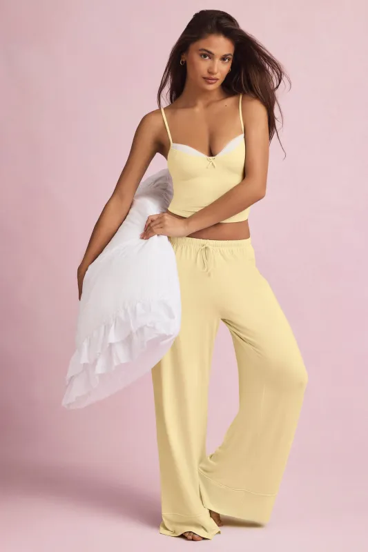 Modal Mid-Rise Pyjama Trousers in Pastel Yellow made by Oh Polly