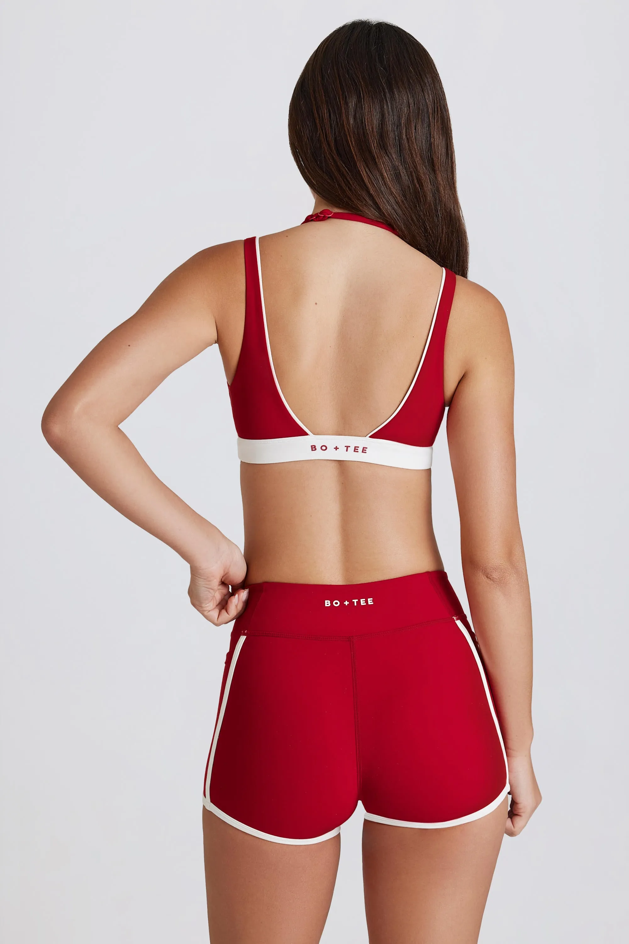 Soft Active Contrast Mini Shorts in Dark Red sold by Oh Polly product image thumbnail 3