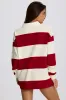 Striped Oversized Long-Sleeve T-Shirt in Dark Red sold by Oh Polly