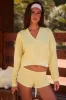 V-Neck Hoodie in Lemon sold by Oh Polly