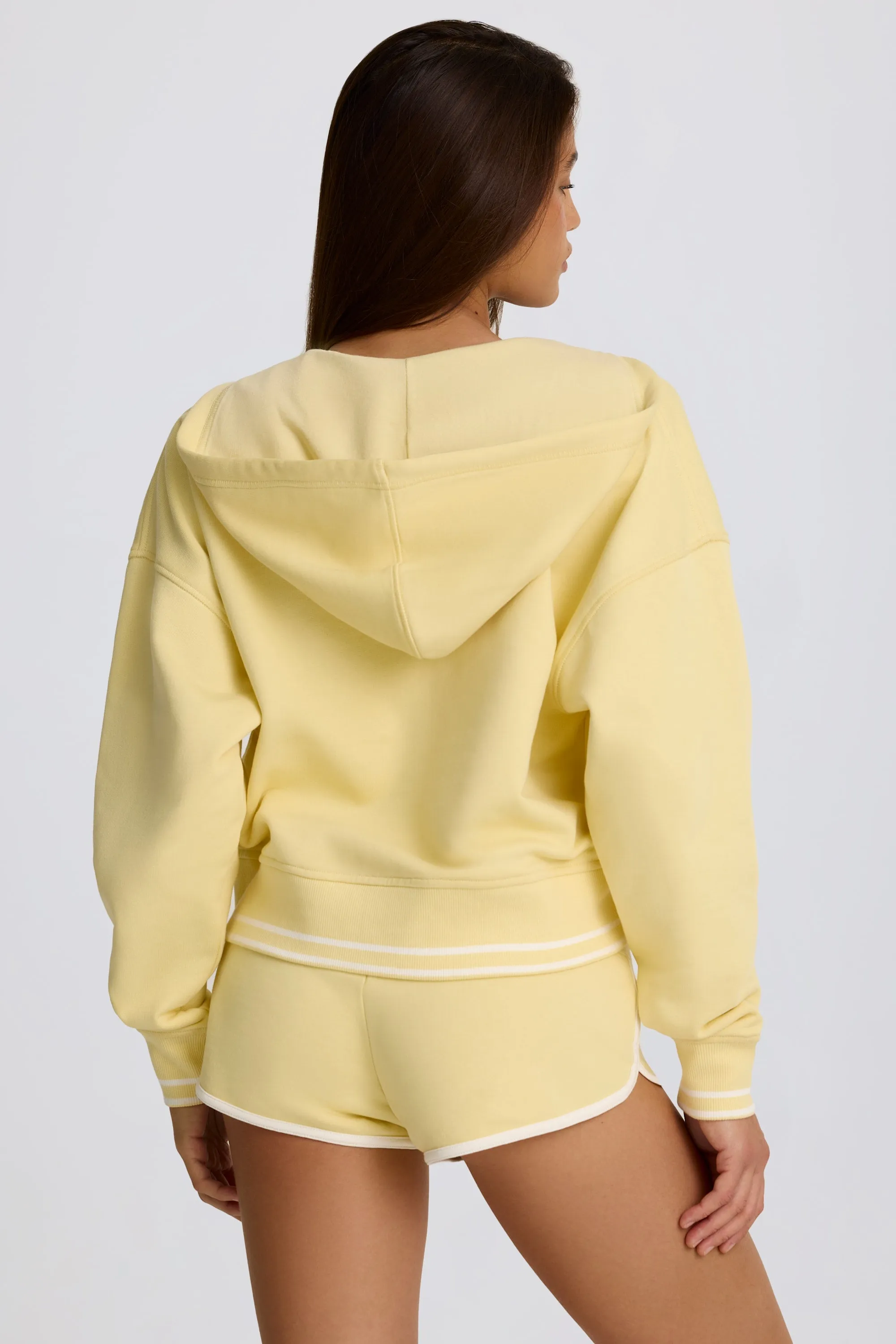 Cotton Jersey V-Neck Hoodie in Lemon sold by Oh Polly product image thumbnail 3