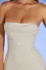 Embellished Bandeau Cowl Neck Midi Dress in Ivory sold by Oh Polly