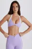 Soft Active Twist-Front Halterneck Sports Bra in Lilac sold by Oh Polly