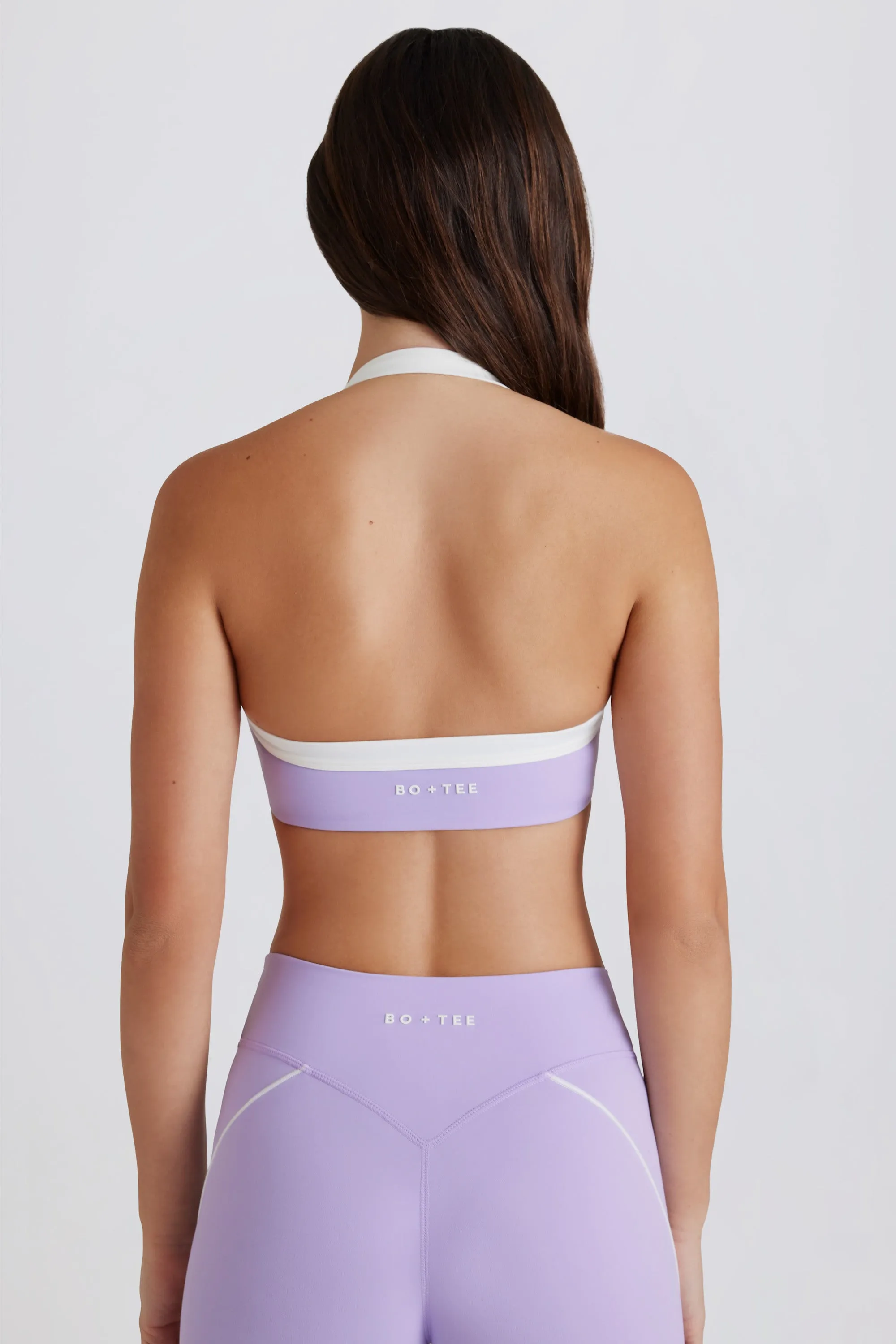 Soft Active Twist-Front Halterneck Sports Bra in Lilac sold by Oh Polly product image thumbnail 2
