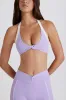 Soft Active Twist-Front Halterneck Sports Bra in Lilac sold by Oh Polly