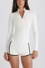 Soft Active Zip-Up Jacket in Ivory sold by Oh Polly
