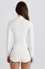 Soft Active Zip-Up Jacket in Ivory sold by Oh Polly