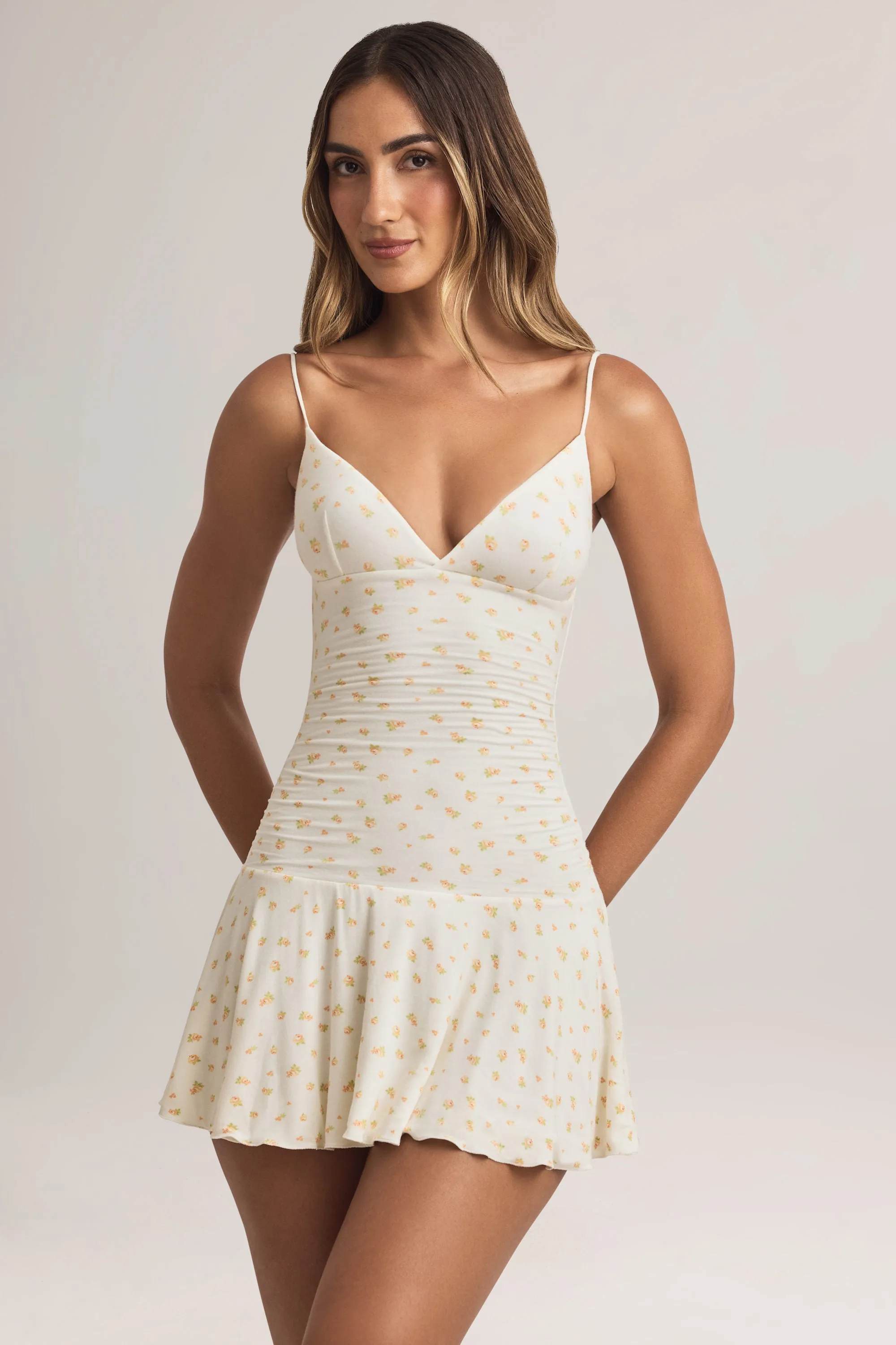 Modal Ruched A-Line Mini Dress in Floral Print sold by Oh Polly