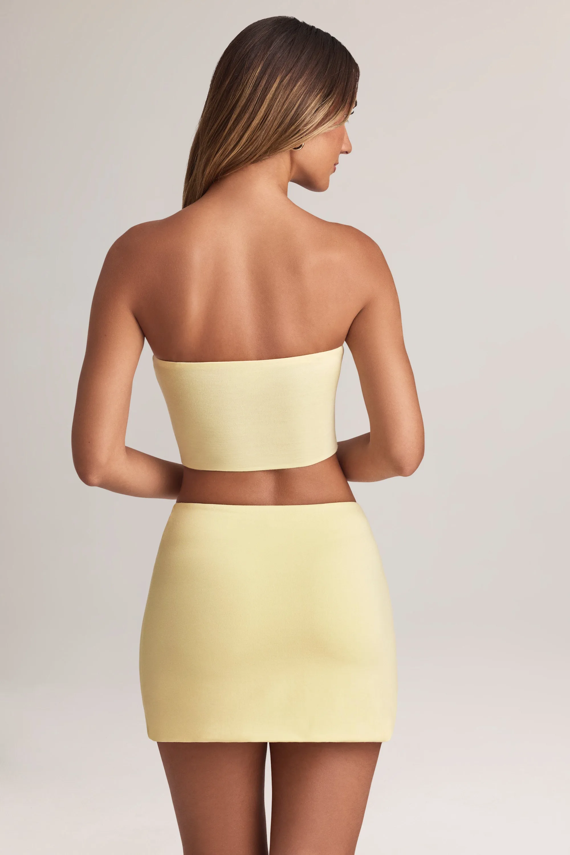 Modal Mid-Rise A-Line Mini Skirt in Lemon Sherbet sold by Oh Polly product image thumbnail 3