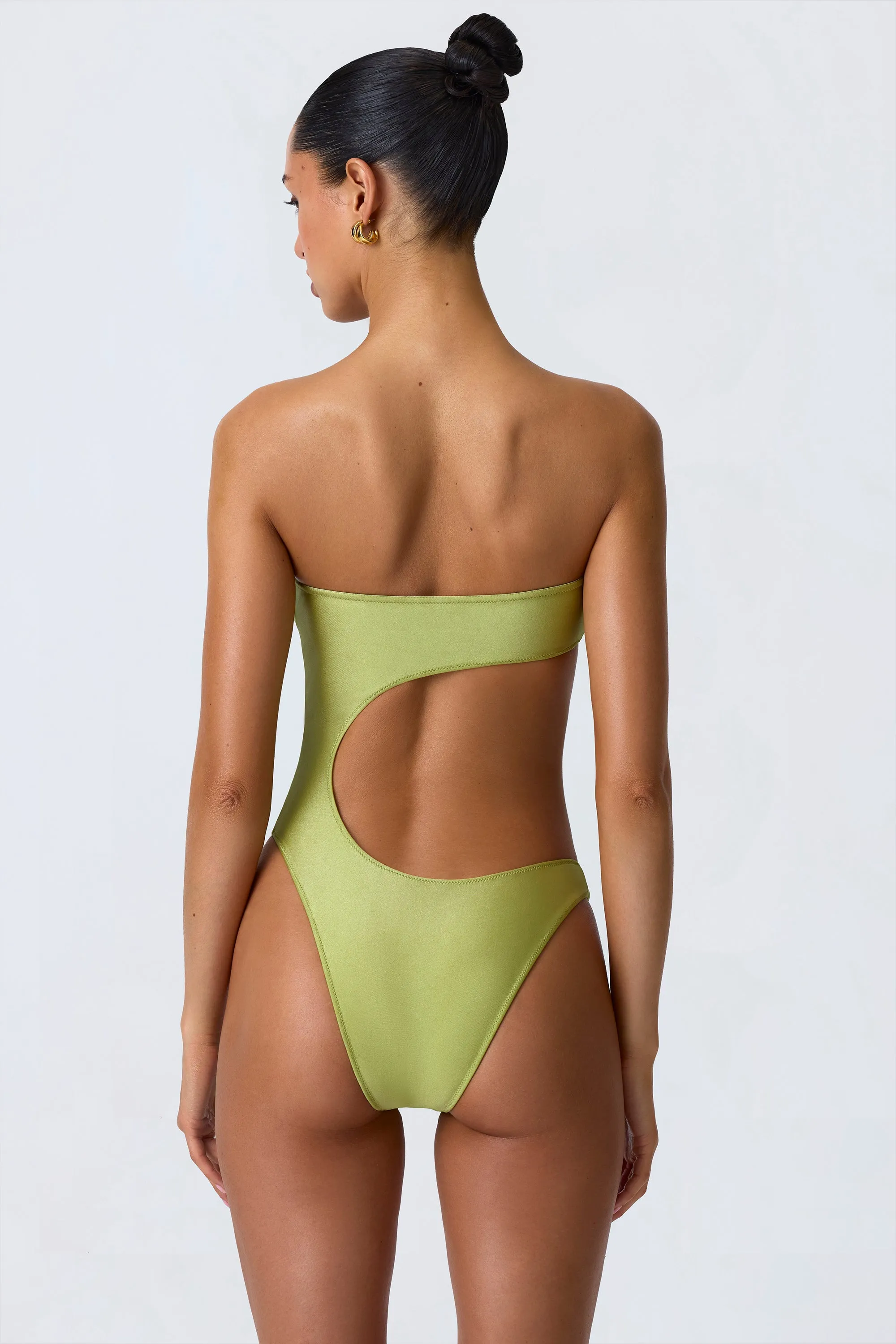 Bead-Embellished Cut-Out Bandeau Swimsuit in Pear Green sold by Oh Polly product image thumbnail 2