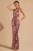 Sequin-Embellished Halterneck Maxi Dress in Pink sold by Oh Polly