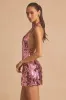 Sequin-Embellished Halterneck Mini Dress in Pink sold by Oh Polly