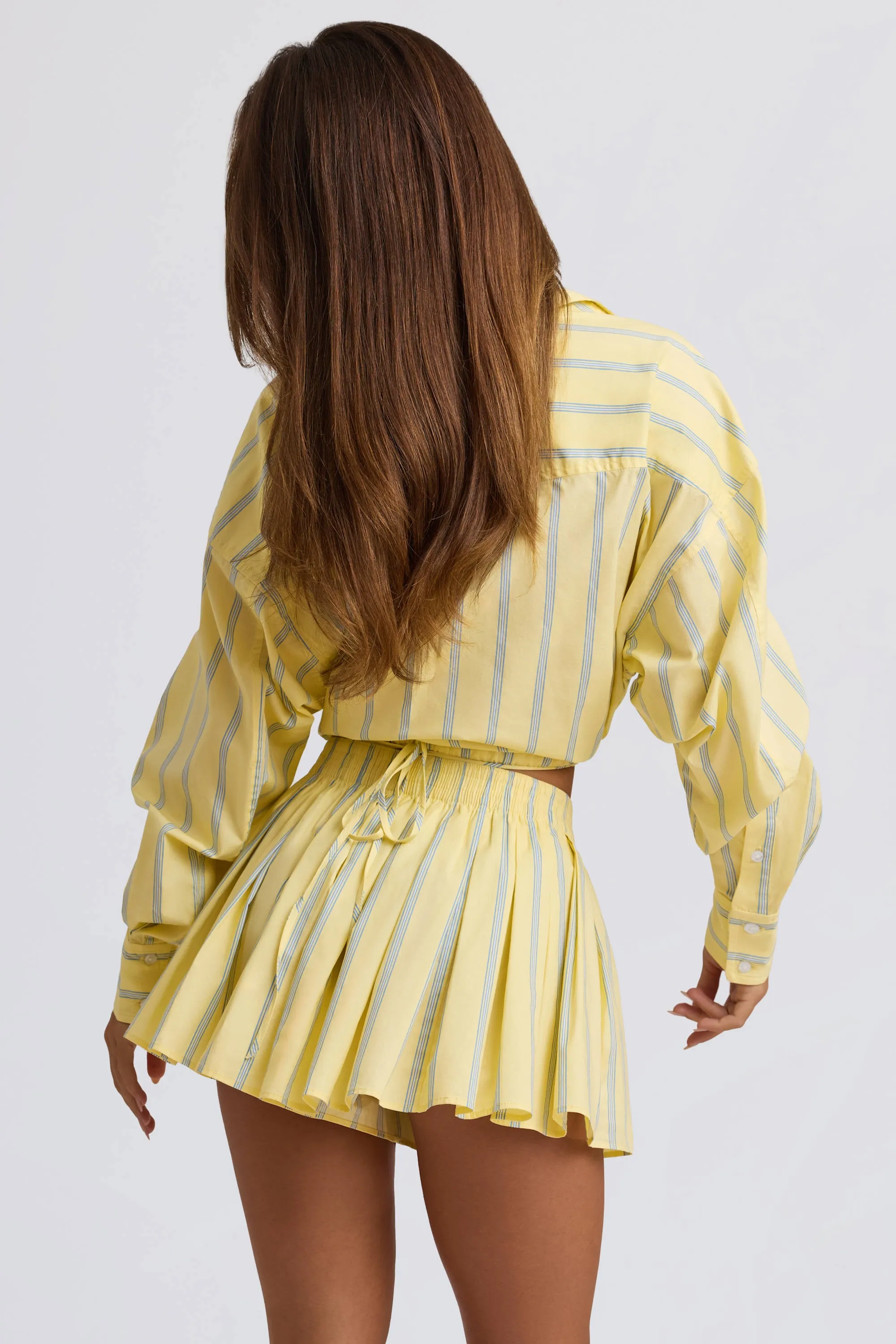 Cotton Poplin Stripe Multiway Cropped Shirt in Yellow Stripe sold by Oh Polly product image thumbnail 2