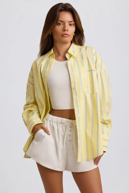 Oversized Cotton-Poplin Shirt in Yellow Stripe sold by Oh Polly