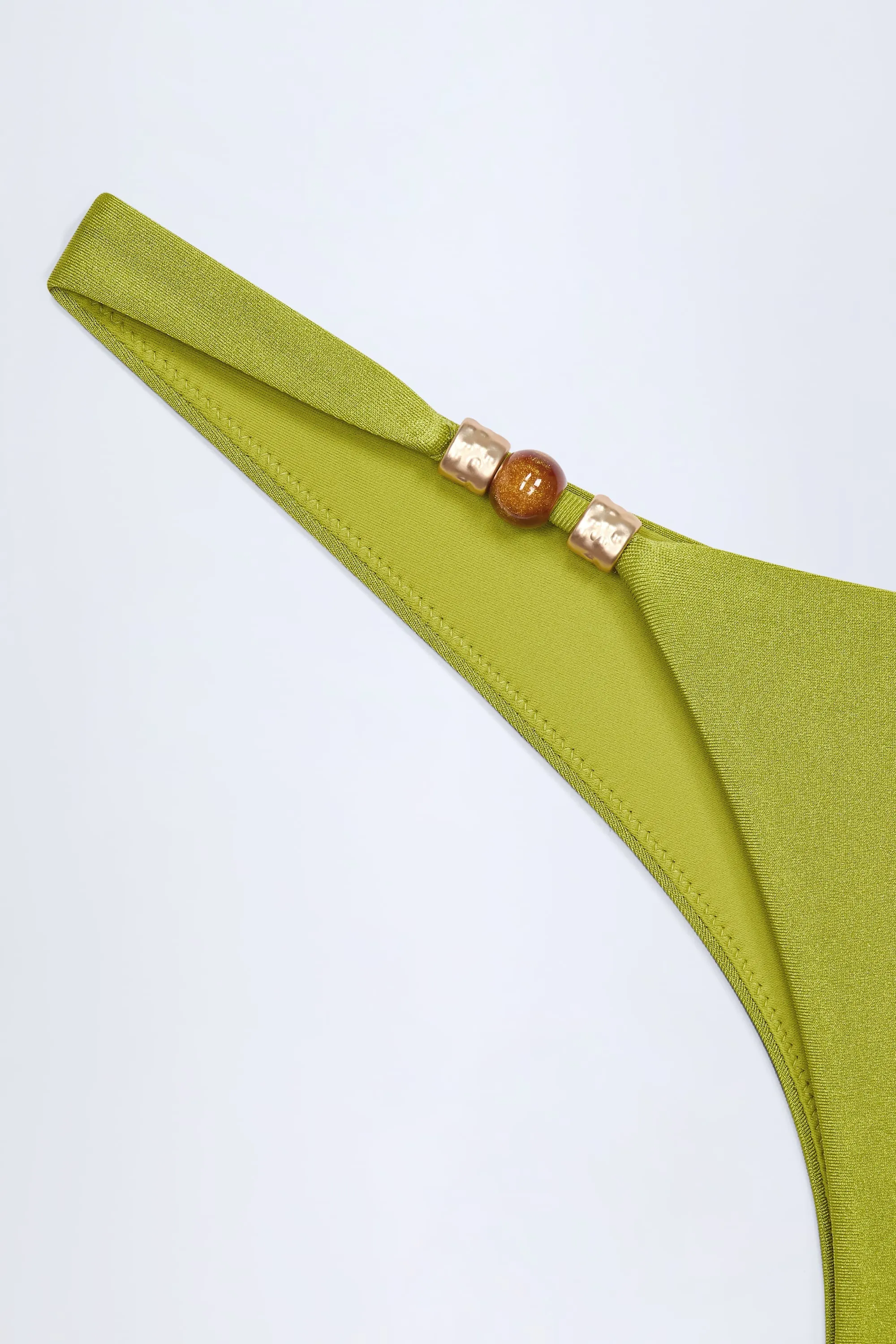Bead-Embellished Cheeky Bikini Bottoms in Olive Green sold by Oh Polly product image thumbnail 5