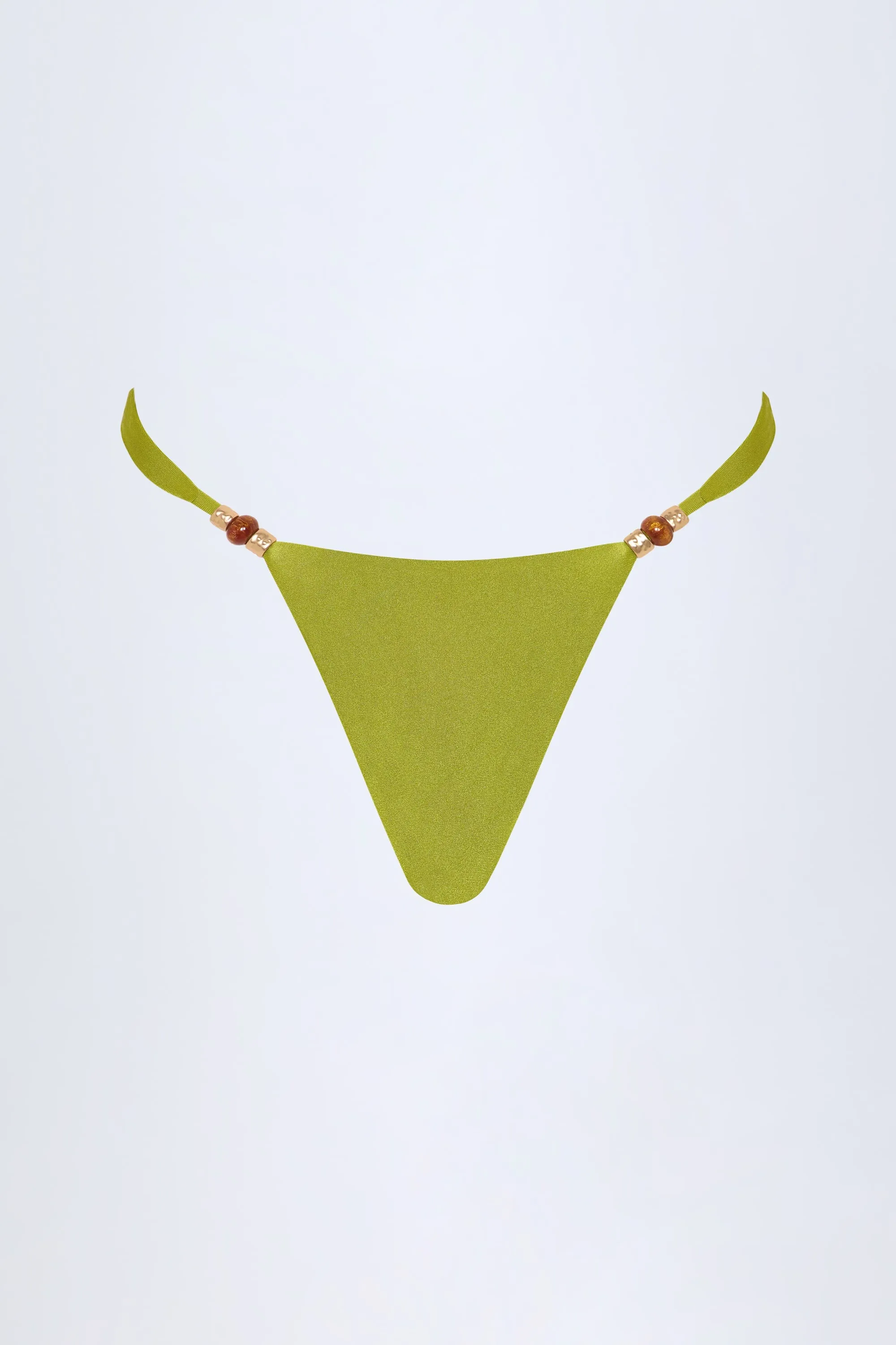 Bead-Embellished Cheeky Bikini Bottoms in Olive Green sold by Oh Polly product image thumbnail 3