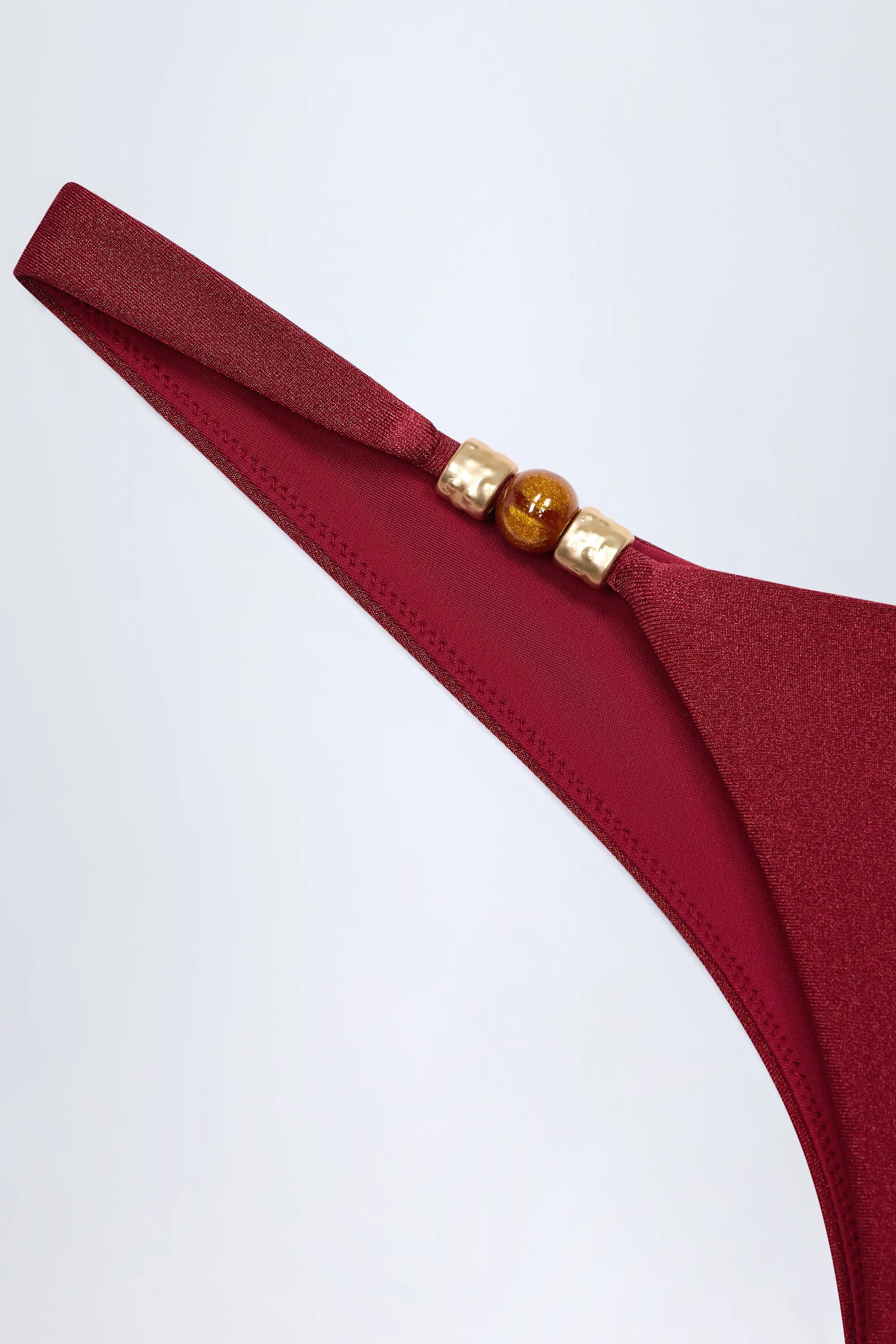 Bead-Embellished Cheeky Bikini Bottoms in Dark Cherry sold by Oh Polly product image thumbnail 5