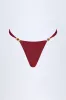 Bead-Embellished Cheeky Bikini Bottoms in Dark Cherry sold by Oh Polly