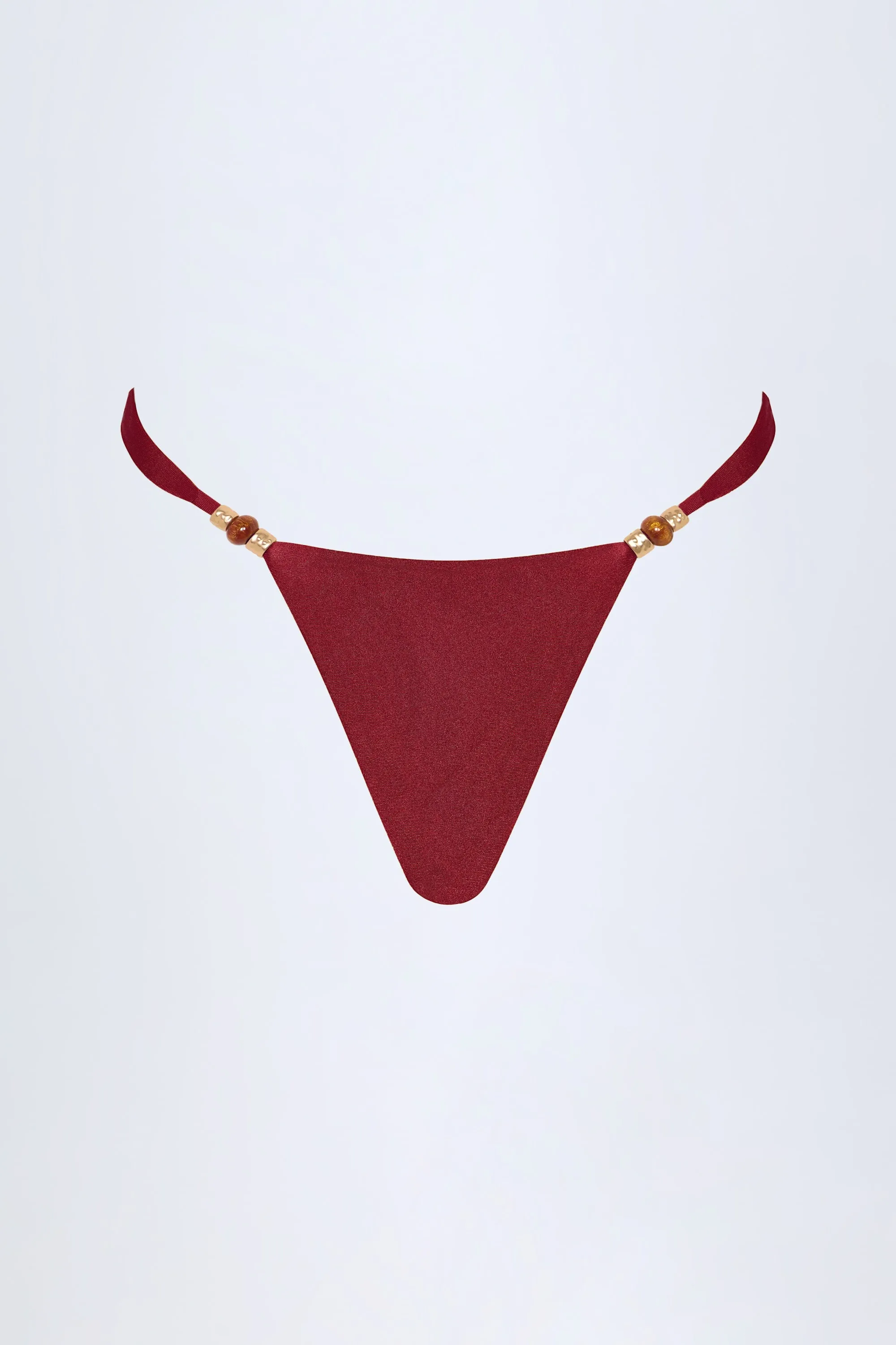 Bead-Embellished Cheeky Bikini Bottoms in Dark Cherry sold by Oh Polly product image thumbnail 3