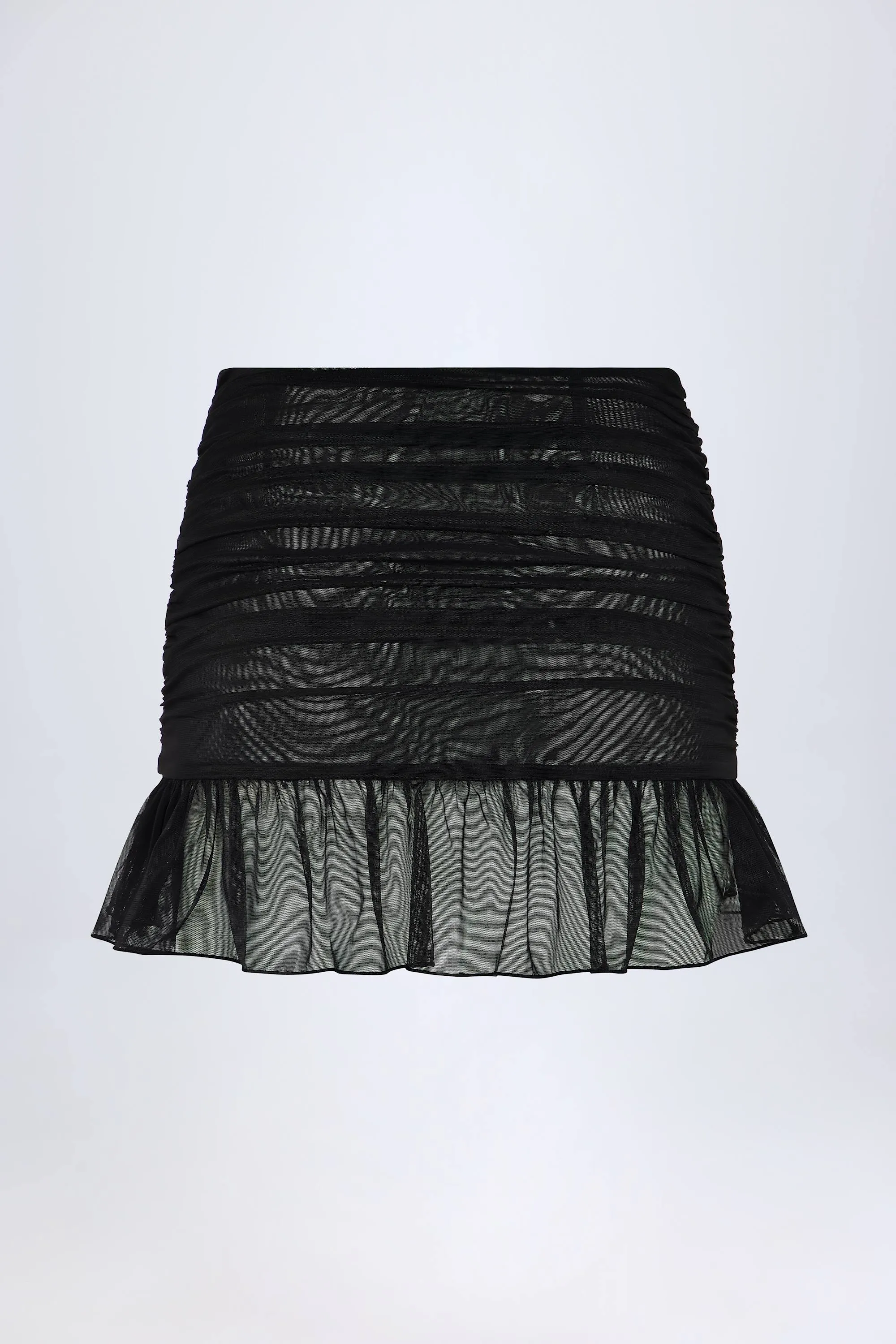 Hardware-Detail Ruffled Mid-Rise Mini Skirt in Black sold by Oh Polly product image thumbnail 4