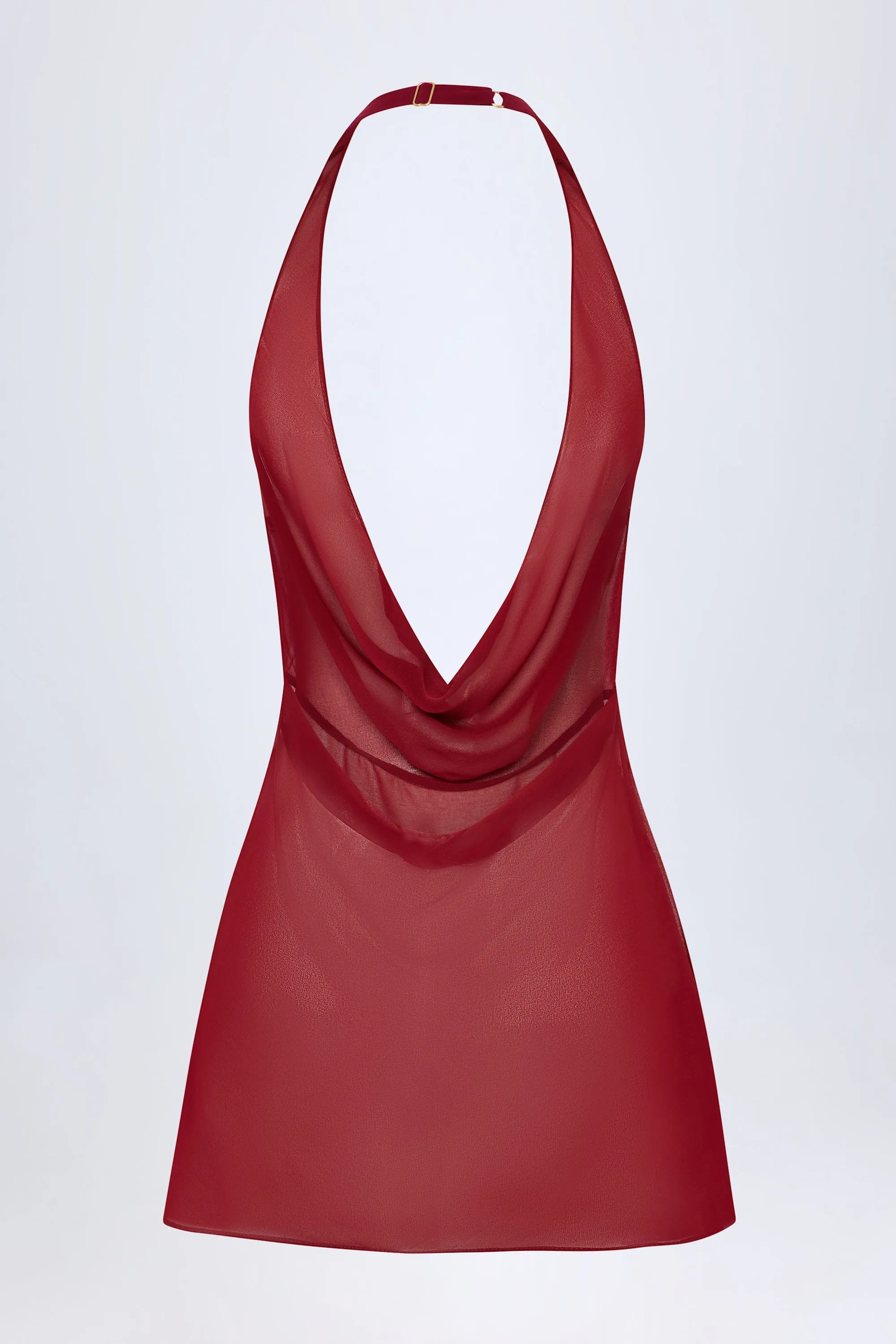 Cowl-Neck Backless Mini Dress in Dark Cherry sold by Oh Polly product image thumbnail 4