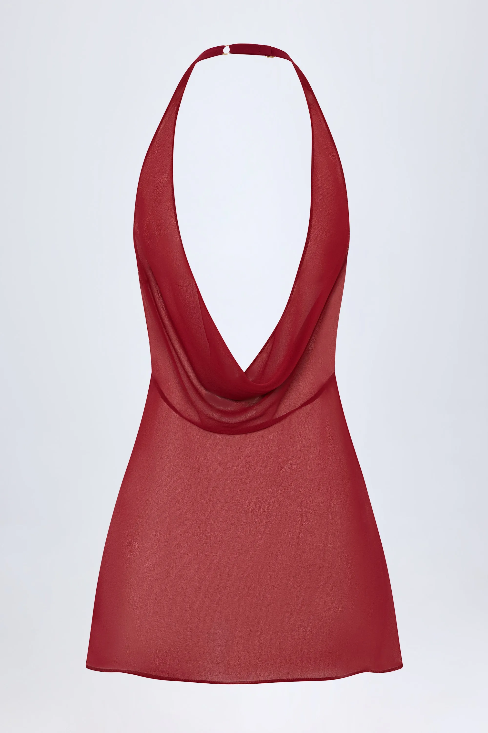 Cowl-Neck Backless Mini Dress in Dark Cherry sold by Oh Polly product image thumbnail 3