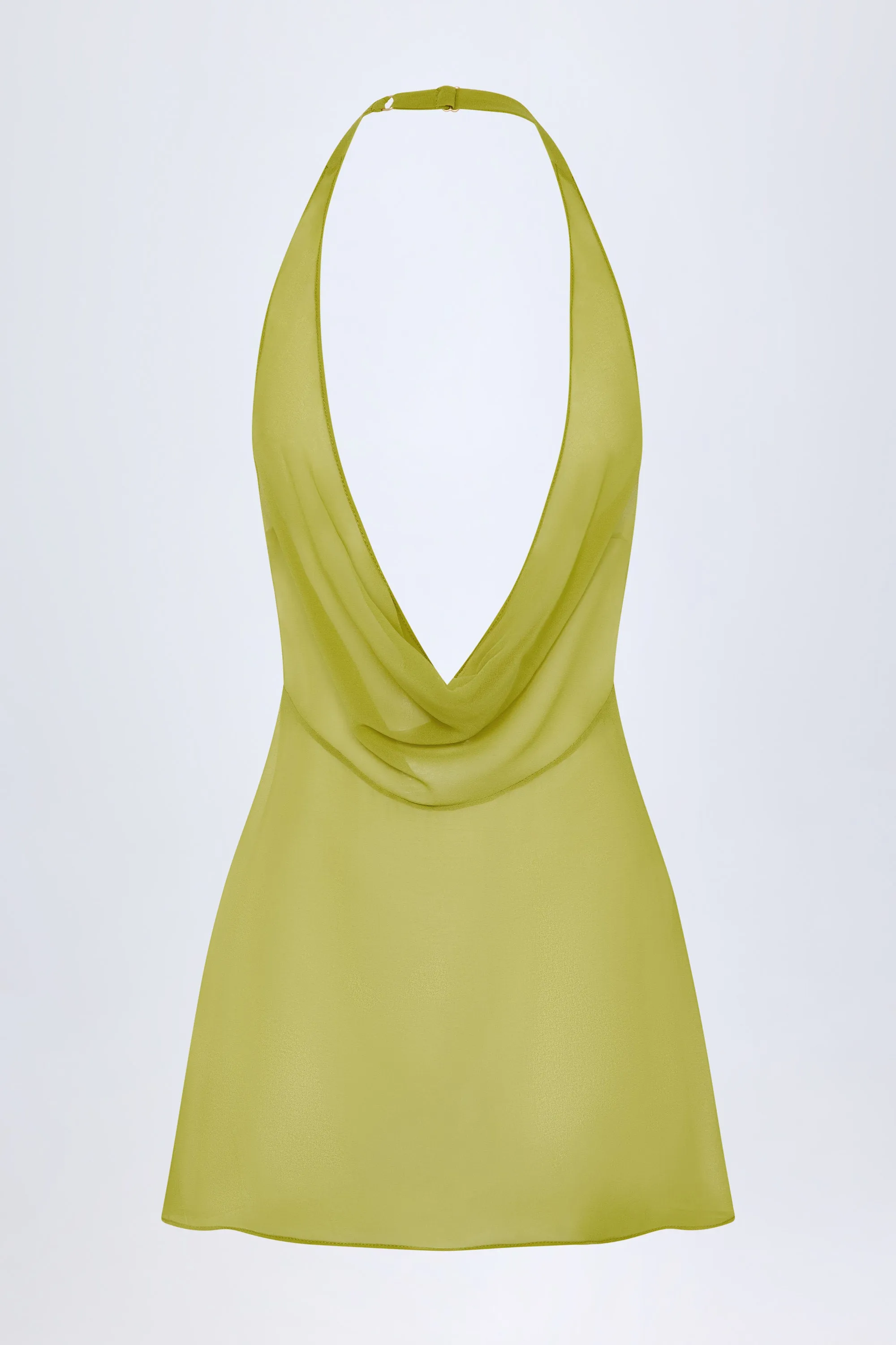 Cowl-Neck Backless Mini Dress in Olive Green sold by Oh Polly product image thumbnail 3