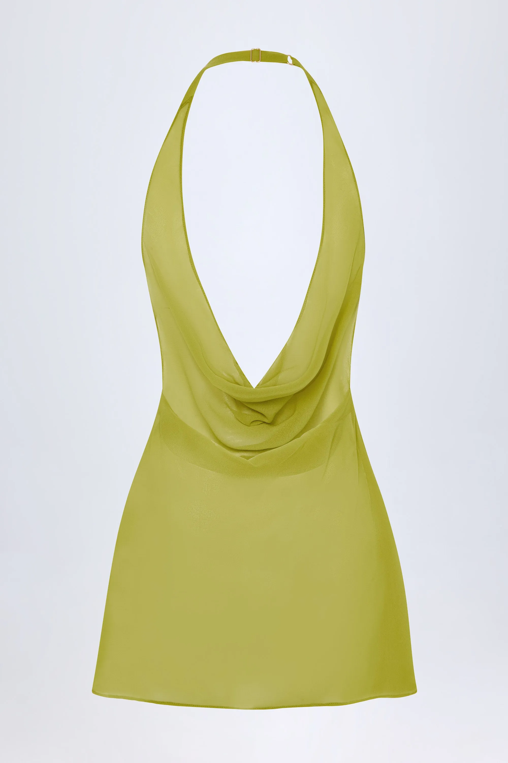 Cowl-Neck Backless Mini Dress in Olive Green sold by Oh Polly product image thumbnail 4