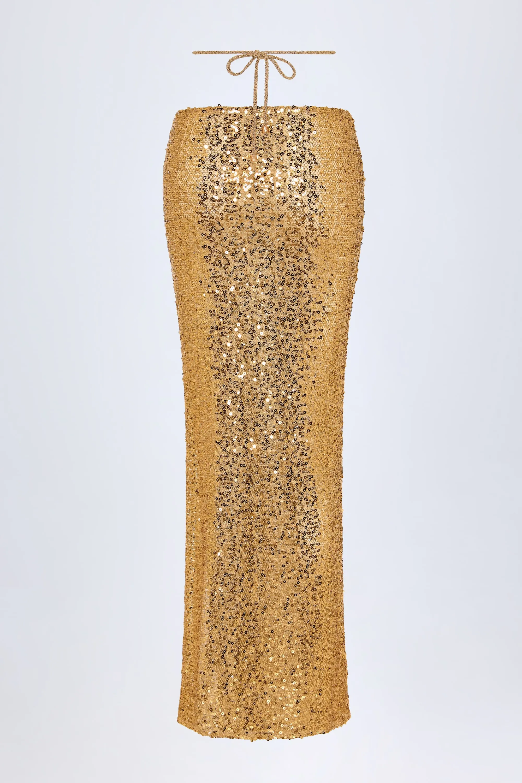 Embellished Hardware-Detail Strappy Maxi Skirt in Gold sold by Oh Polly product image thumbnail 4