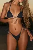 Side-Tie Bead Thong Bikini Bottoms in Black Leopard Hotfix sold by Oh Polly