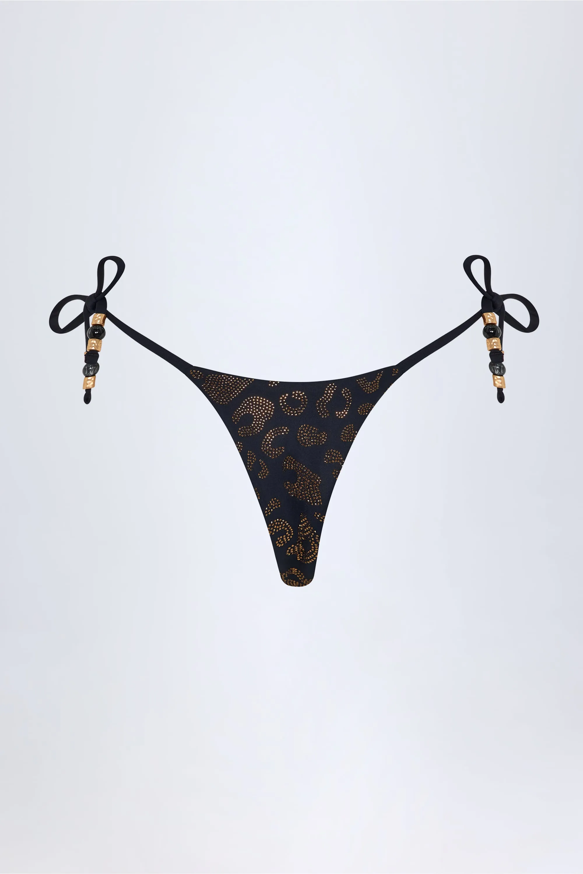 Charm-Detail Thong Bikini Bottoms in Black sold by Oh Polly product image thumbnail 4