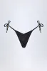 Side-Tie Bead Thong Bikini Bottoms in Black Leopard Hotfix sold by Oh Polly