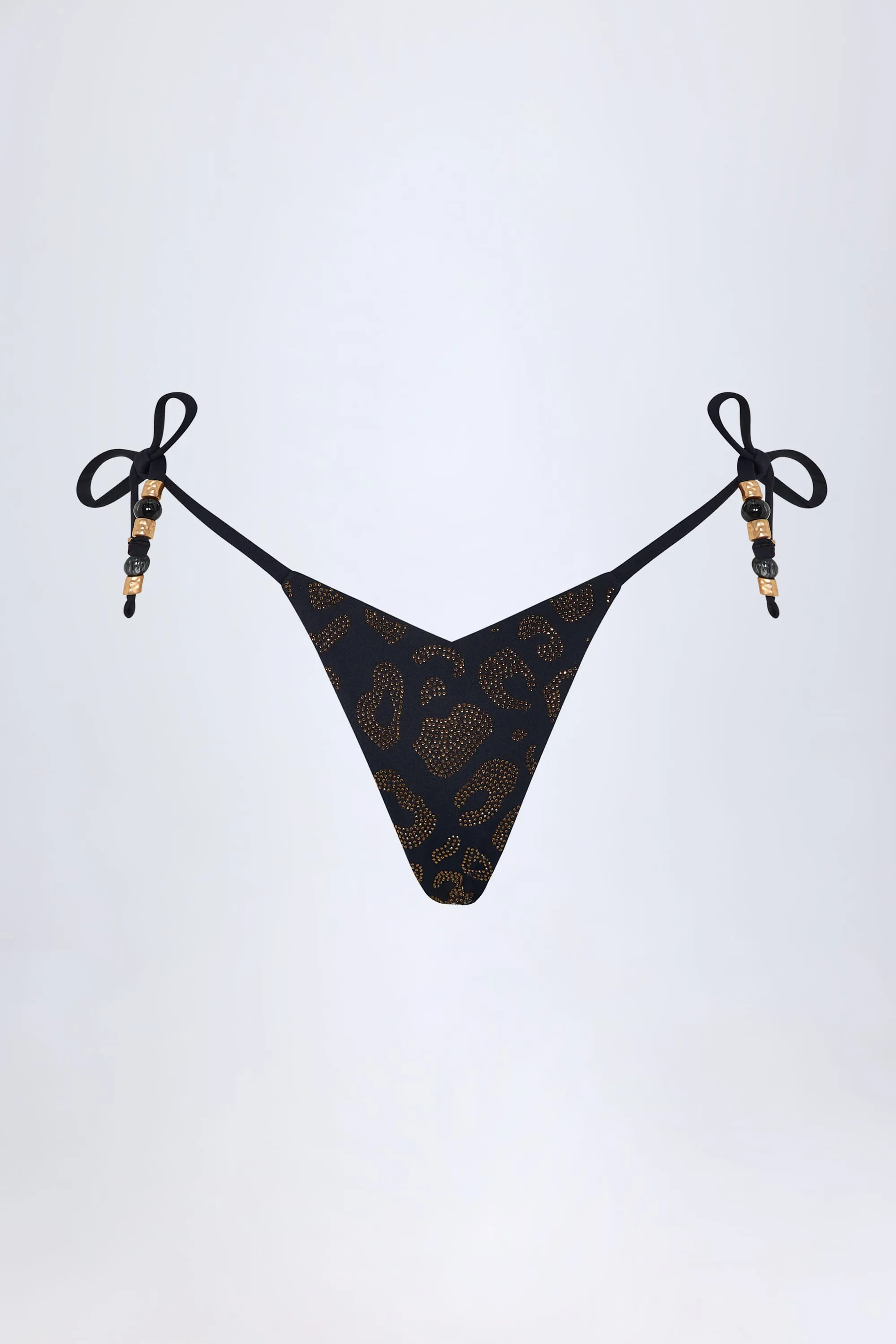 Charm-Detail Thong Bikini Bottoms in Black sold by Oh Polly product image thumbnail 3
